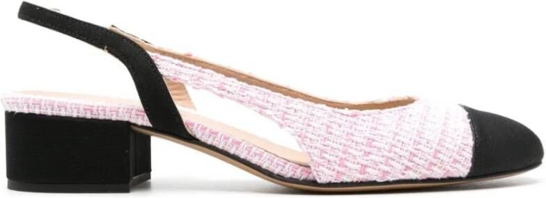 Roberto Festa Roze Bouclé Slingback Sandalen Pink Dames