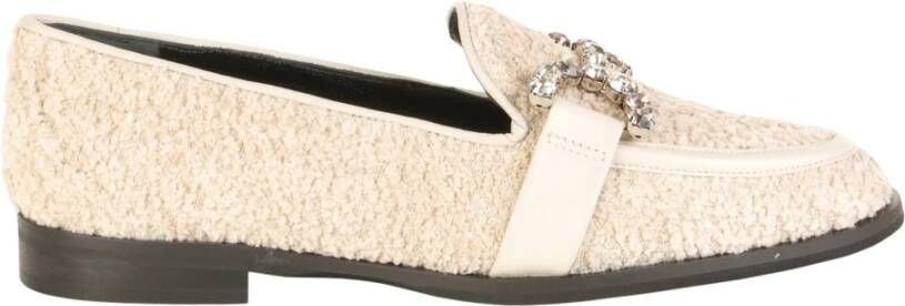 Roberto Festa Schip Moccasin met Rhinestone Accessoire Beige Dames