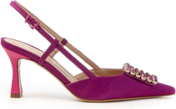 Roberto Festa Slingback pumps met juweeldetail Purple Dames