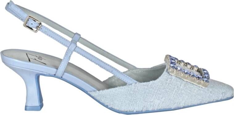 Roberto Festa Tweed Slingback met Strass Detail Blue Dames