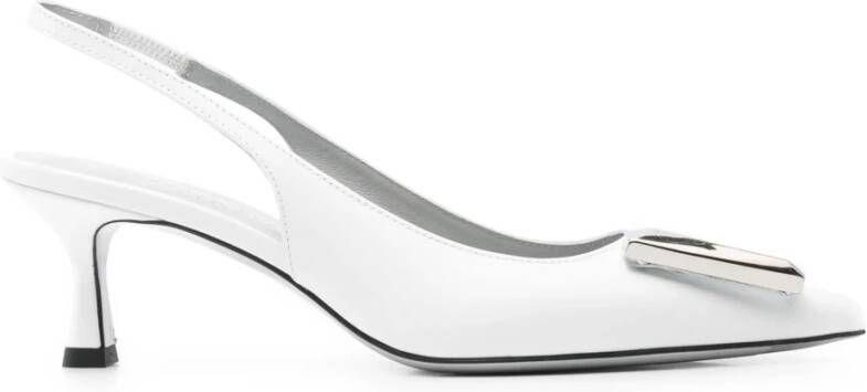 Roberto Festa Witte leren slingback sandalen met applicatie White Dames