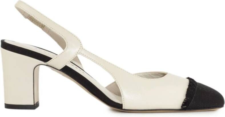 Roberto Festa Witte leren slingback sandalen met franje White Dames