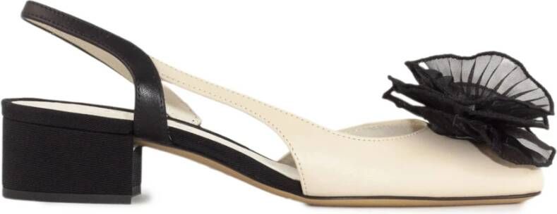 Roberto Festa Witte leren slingback sandalen met strik White Dames