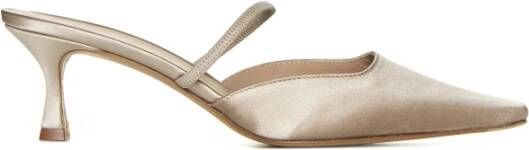 Roberto Festa Witte Satijnen Sandalen met Puntige Neus Beige Dames