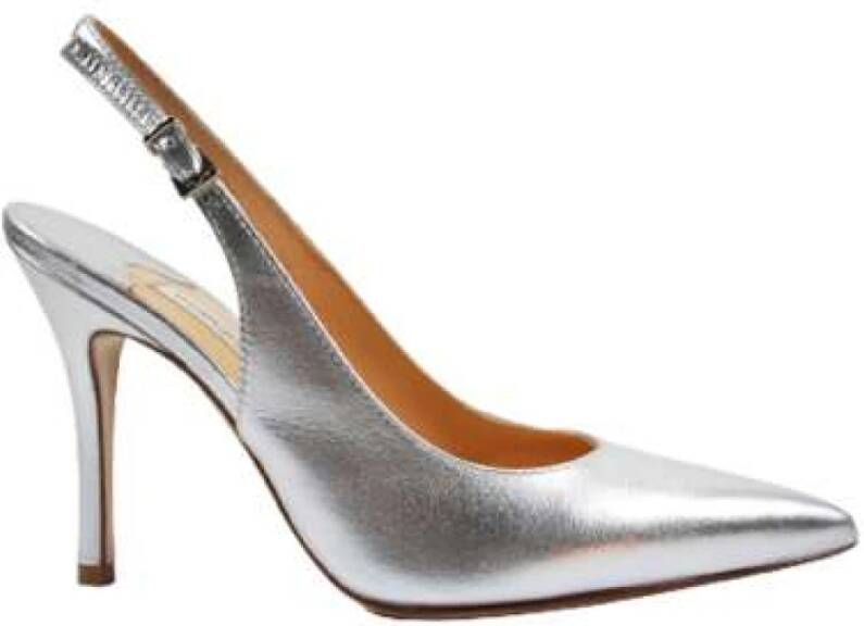 Roberto Festa Zilveren Gelamineerde Slingback Pumps Gray Dames