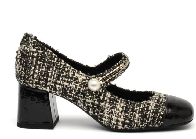 Roberto Festa Zwart-witte tweed pumps Black Dames