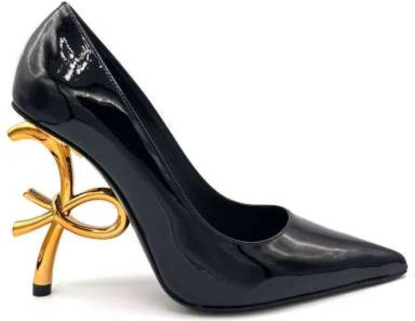 Roberto Festa Zwarte Lakbeeldhouwhak Pumps Black Dames