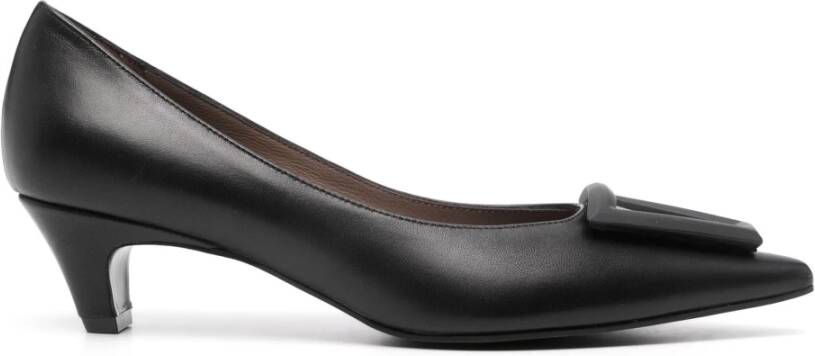 Roberto Festa Zwarte leren pumps met rubberen detail Black Dames