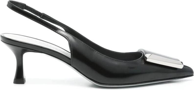 Roberto Festa Zwarte leren slingback sandalen met applicatie Black Dames