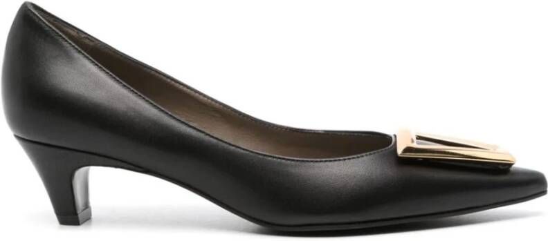 Roberto Festa Zwarte Moon Pumps met Gouden Logo Black Dames