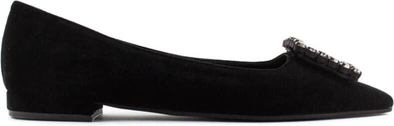 Roberto Festa Zwarte suède Amaia loafer met juweeldetail Black Dames