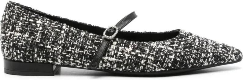 Roberto Festa Zwarte Tweed Ballet Flats Gesp-Strap Black Dames