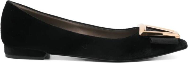 Roberto Festa Zwarte Velvet Ballet Flats met Gesp Black Dames