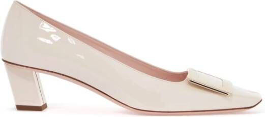 Roger Vivier Beige Kalfsleer DOrsay Brede Hak Beige Dames