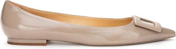 Roger Vivier Beige Leren Ballerina Schoenen Beige Dames