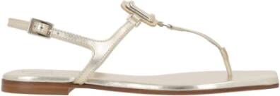 Roger Vivier Gouden Metallic Platte Sandalen met Kenmerkende Gesp Yellow Dames