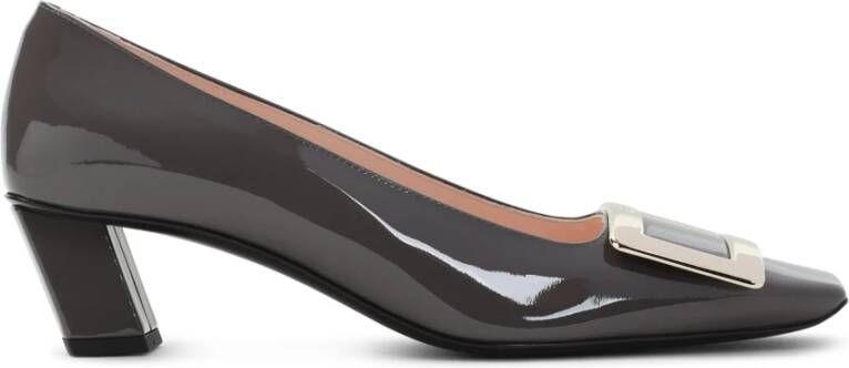 Roger Vivier Grijze Kalfsleren Vierkante Neus Pumps Black Dames