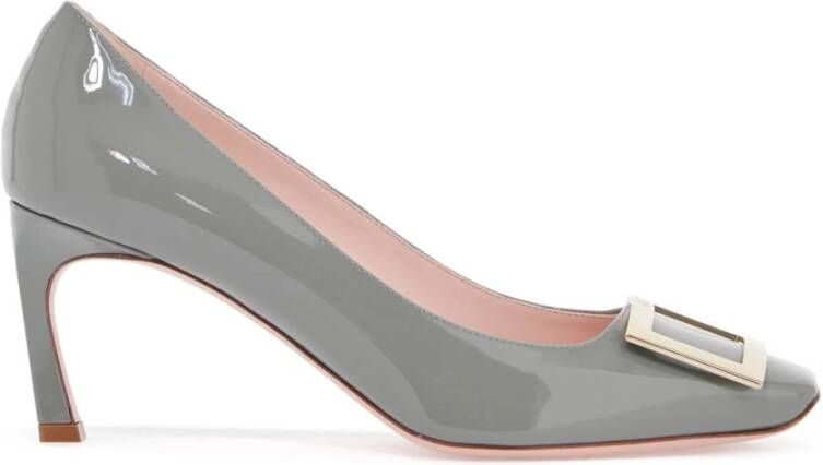 Roger Vivier Grijze pumps van kalfsleer met gouden gesp Gray Dames