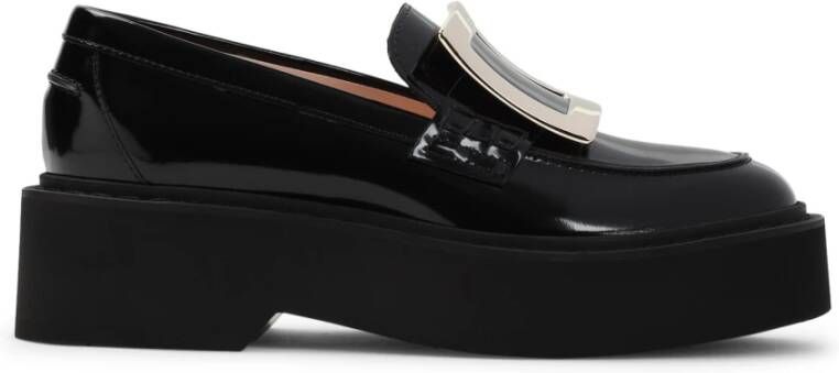 Roger Vivier Hoge Metalen Loafer in Zwart Black Dames