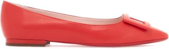 Roger Vivier Iconische RV gesp leren ballerina flats Red Dames