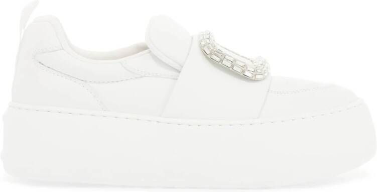 Roger Vivier Kristal Gesp Slip-On Sneakers White Dames