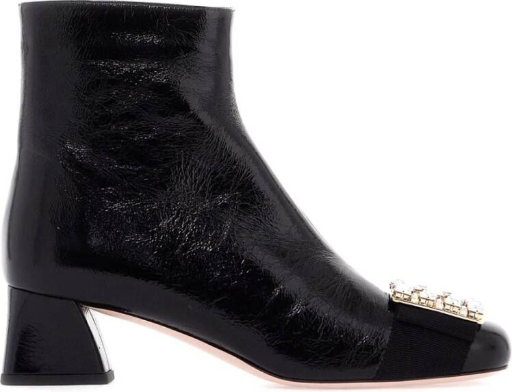 Roger Vivier Kristallen Gesp Lakleren Enkellaarzen Black Dames