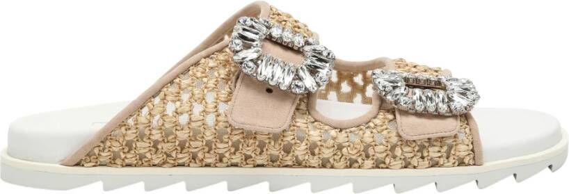 Roger Vivier Lage Hak Sandaal Beige Dames