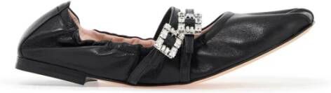 Roger Vivier Leren ballerina's met kristallen gesp Black Dames