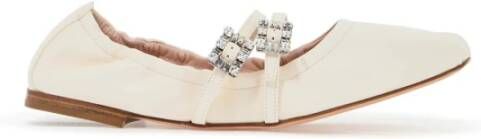 Roger Vivier Leren ballerina's met kristallen gesp White Dames