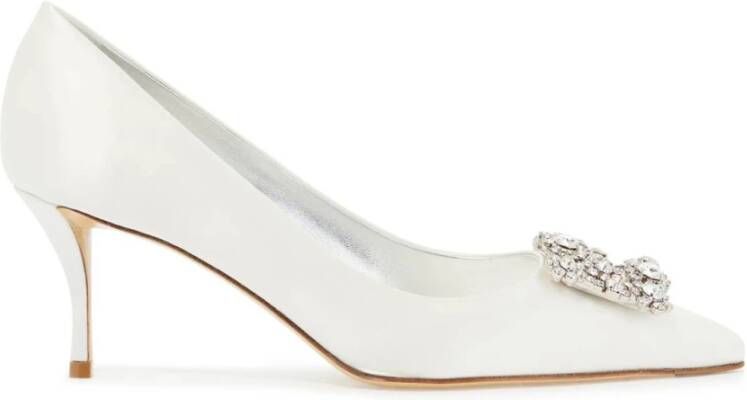 Roger Vivier Satin Bloem Decollete Schoen White Dames