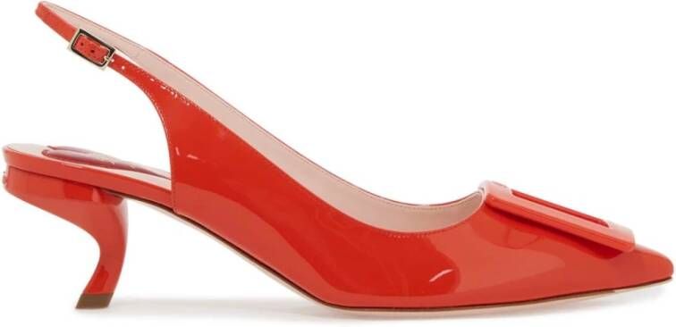 Roger Vivier Slingback in lakleer met komma hak Red Dames