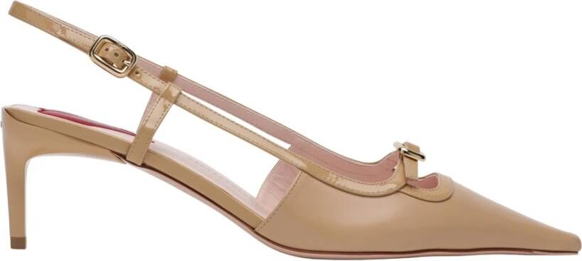 Roger Vivier Stijlvolle Slingback Platte Schoenen Beige Dames