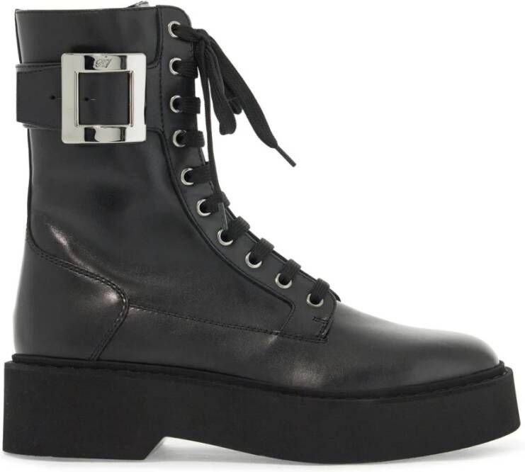 Roger Vivier Veterlaarzen met metalen gesp Black Dames