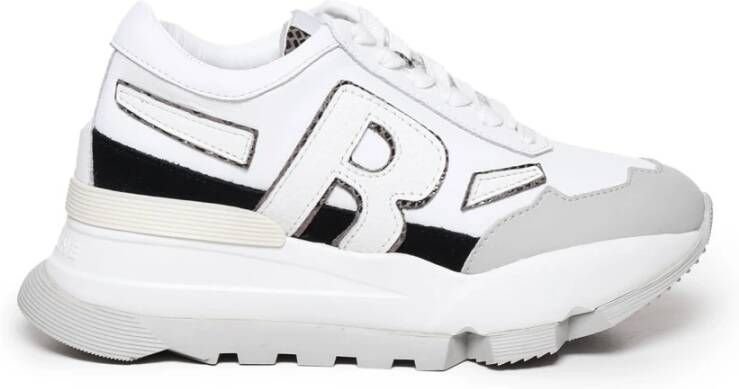 Rucoline Sportieve AKI Sneakers Wit Zwart Rubber White Dames