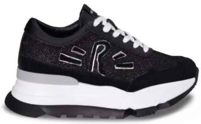 Rucoline Stoffen en leren sneakers met suède Black Dames