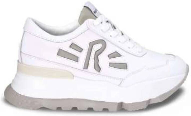 Rucoline Witte en Salie Leren Sneakers White Dames