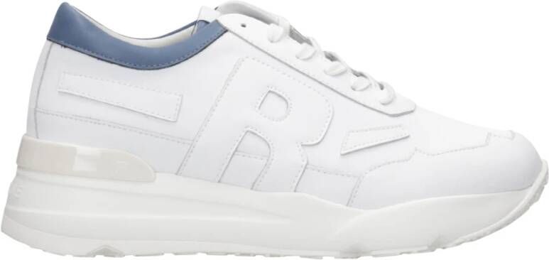 Rucoline Zachte leren sneakers met stoffen veters White Heren