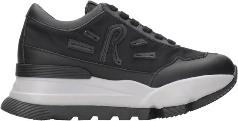 Rucoline Zwarte Sneakers met Plateauzool Black Dames