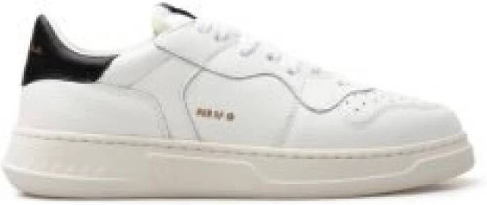 RUN OF Klassieke witte leren sneakers met zwarte inzetstukken White Heren