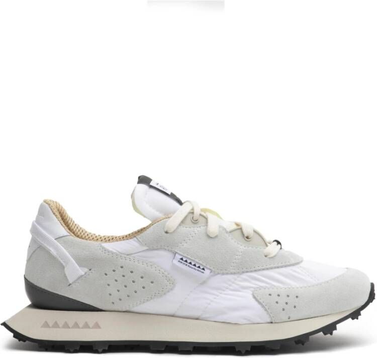 RUN OF Neon M Sneaker Off White Split Leer Beige Heren