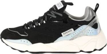 RUN OF Ripstop Suède Sneakers met Vetersluiting Black Heren