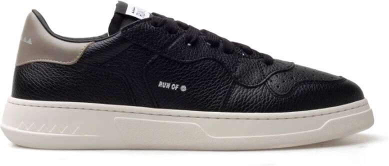 RUN OF Zwarte Leren Sneakers met Rubberen Zolen Black Heren