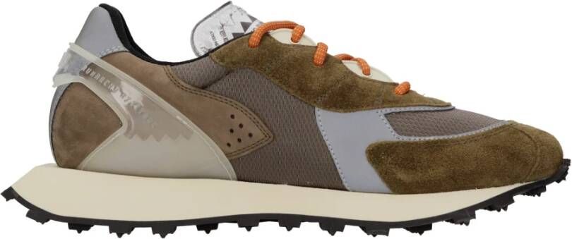 RUN OF Bruine Suède Sneakers met Grijze Textielinzet Brown Heren