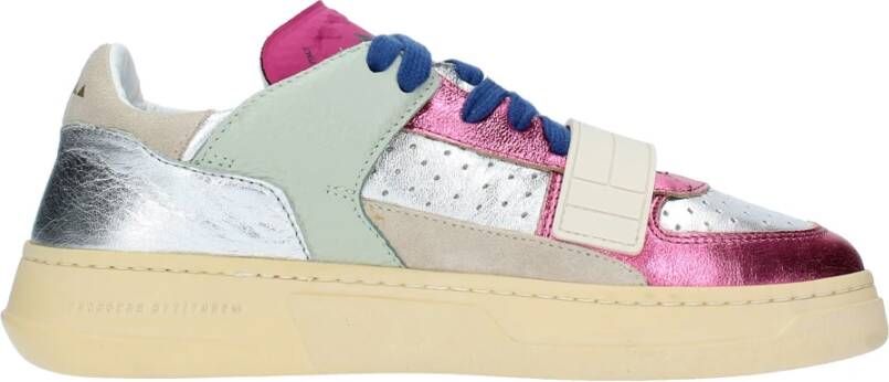 RUN OF Morris Sneaker in roze blauw en zilver leer Pink Dames