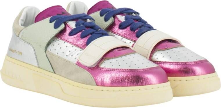 RUN OF Morris Sneaker in roze blauw en zilver leer Pink Dames