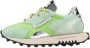 RUN OF Mint Split Leren Sneakers met Zilveren Hiel Green Dames - Thumbnail 6