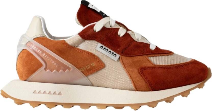 RUN OF Vintage stijl sneakers met leren hiel Multicolor Dames