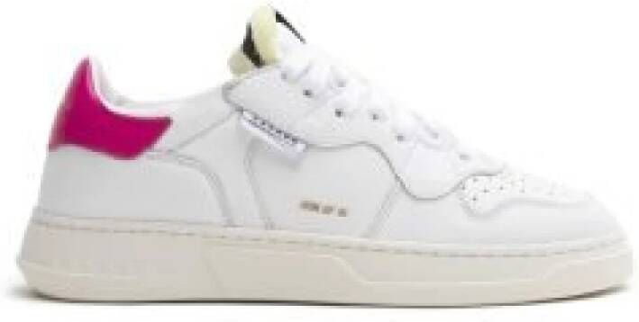 RUN OF Witte Leren Sneakers met Roze Inzetstukken White Dames