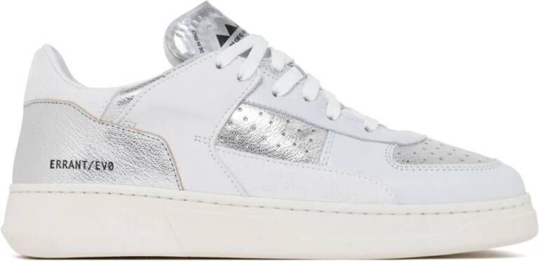 RUN OF Zilveren en witte metallic leren sneakers Multicolor Dames