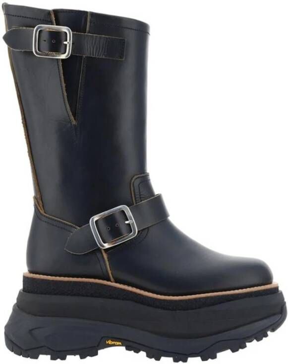 Sacai Verstelbare Engineer Boots met Gestructureerde Zool Black Dames